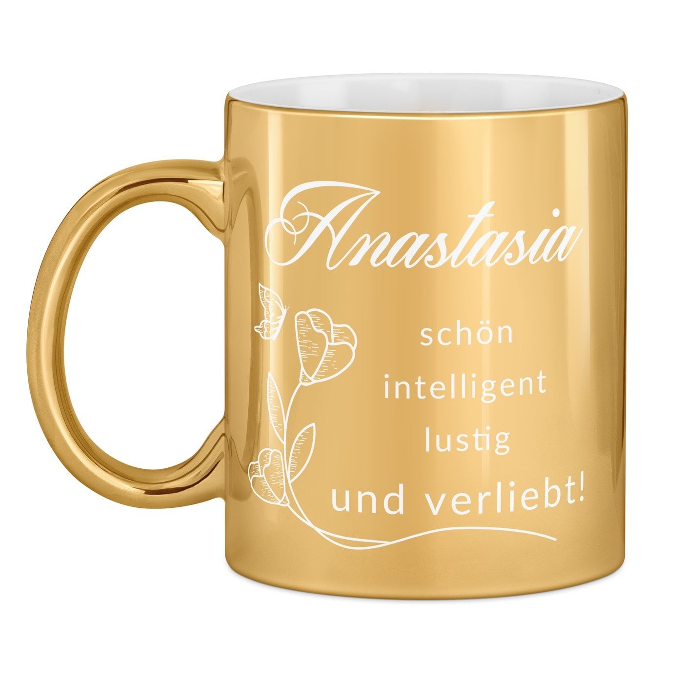 Kaffeebecher mit Gravur Gold/Glänzend für Ihre Freundin Ehefrau zum Geburtstag Hochzeitstag