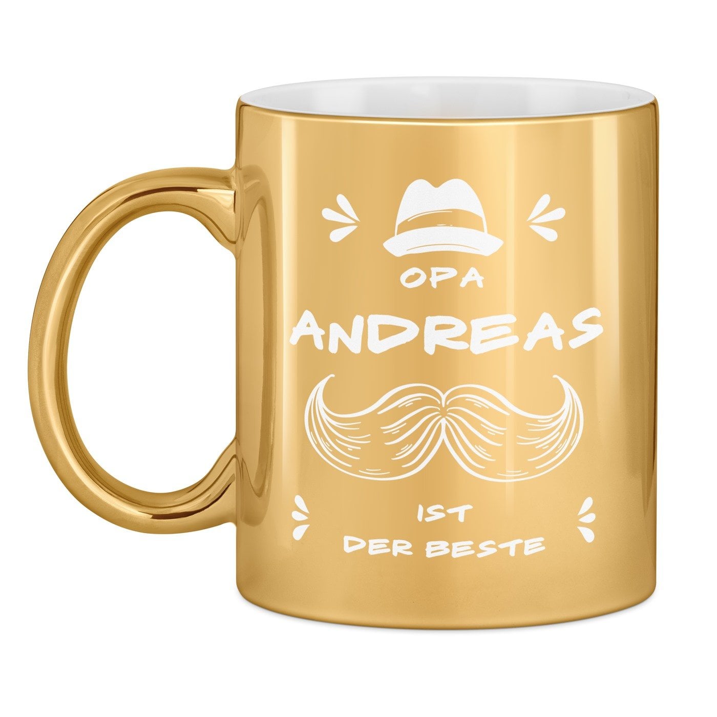 Kaffeebecher mit Gravur Gold/Glänzend für Ihren Großvater