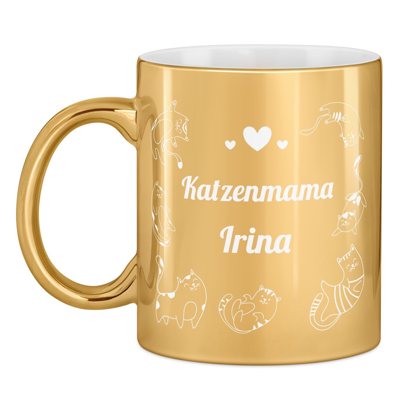 Kaffeebecher mit Gravur Gold/Glänzend für eine Katzenmama zum Ehrentag