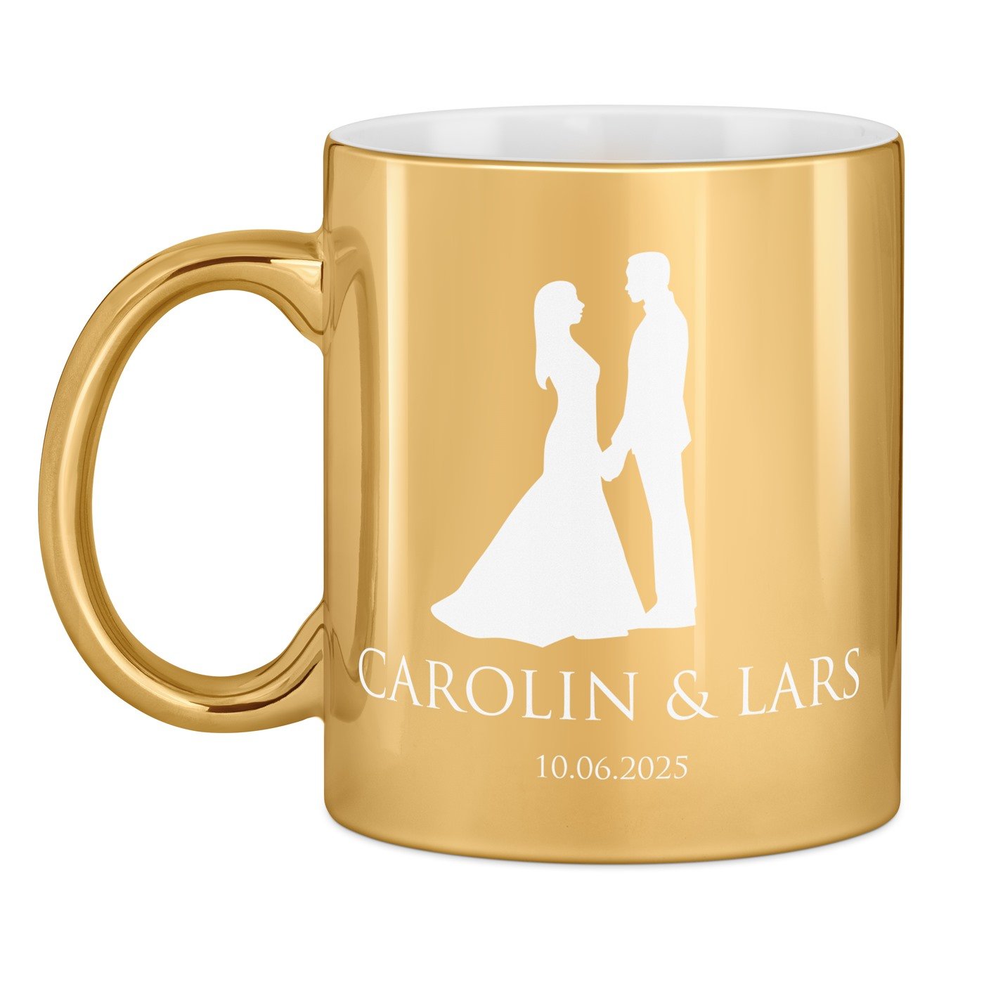 Kaffeebecher mit Gravur Gold/Glänzend für ein Paar Ihre Ehefrau Ihren Ehemann zur Hochzeit zum Hochzeitstag
