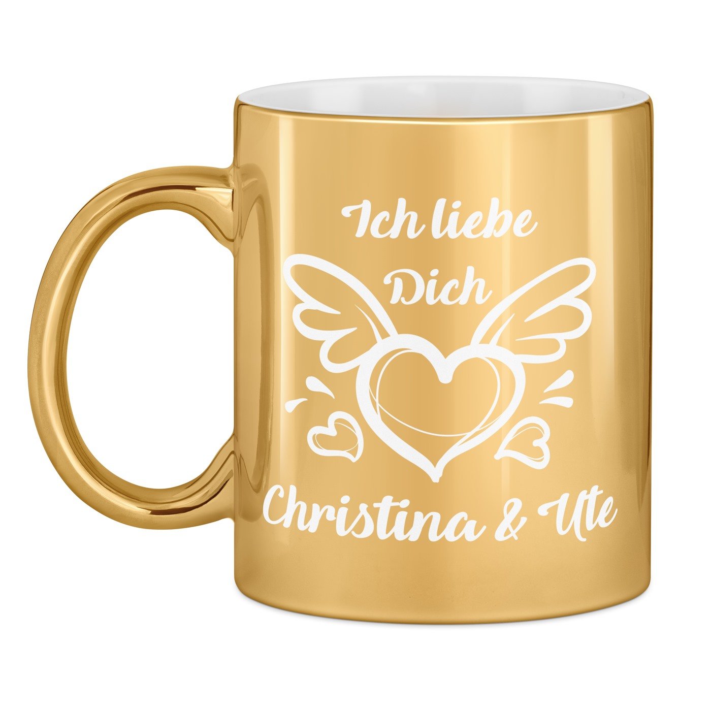 Kaffeebecher mit Gravur Gold/Glänzend für Ihre Freundin Ihren Freund Ehemann ein Paar zum Valentinstag Jahrestag