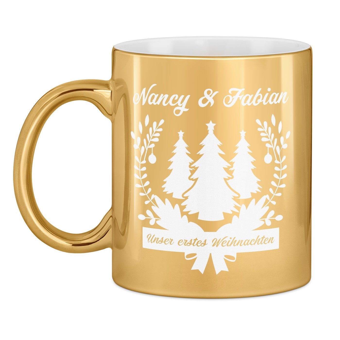 Kaffeebecher mit Gravur Gold/Glänzend für ein Liebespaar zu Weihnachten