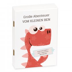 Animal Kinderbesteck mit Gravur inklusive Holzbox mit Aufdruck Weiß für einen Jungen Drache Dino