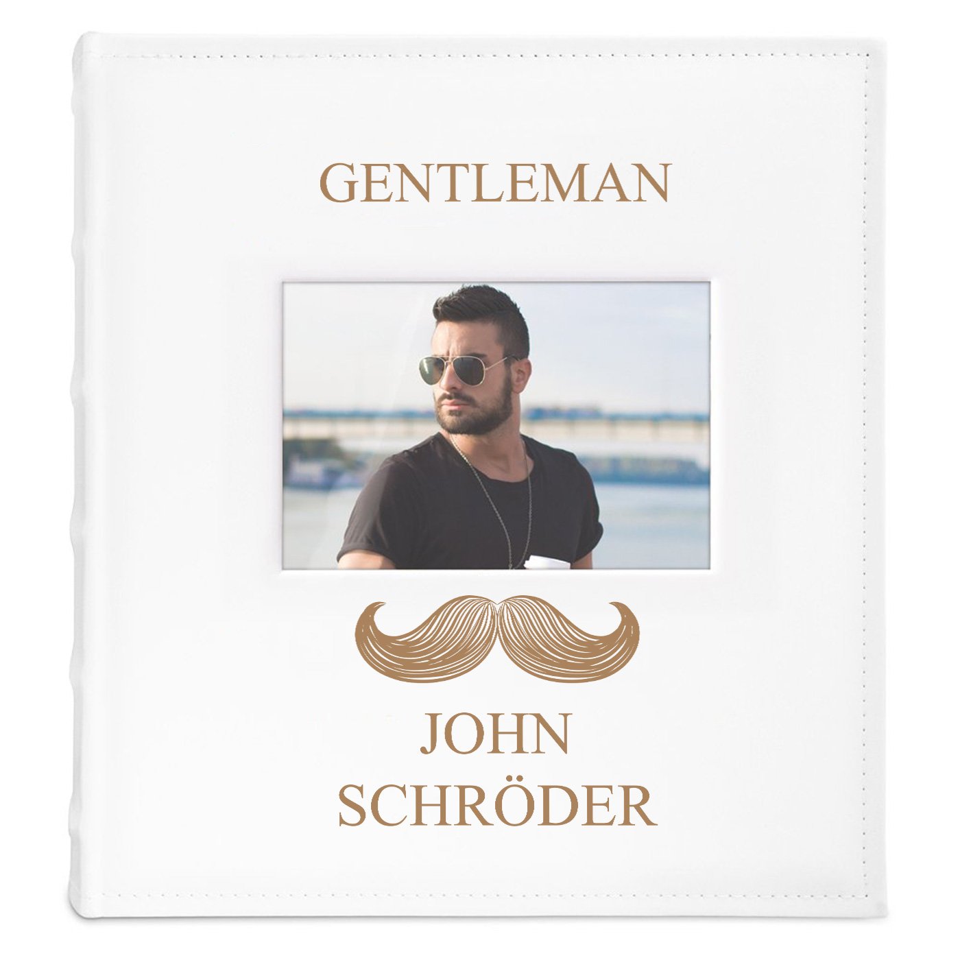 Fotoalbum mit Sichtfenster und Aufdruck für einen Gentleman