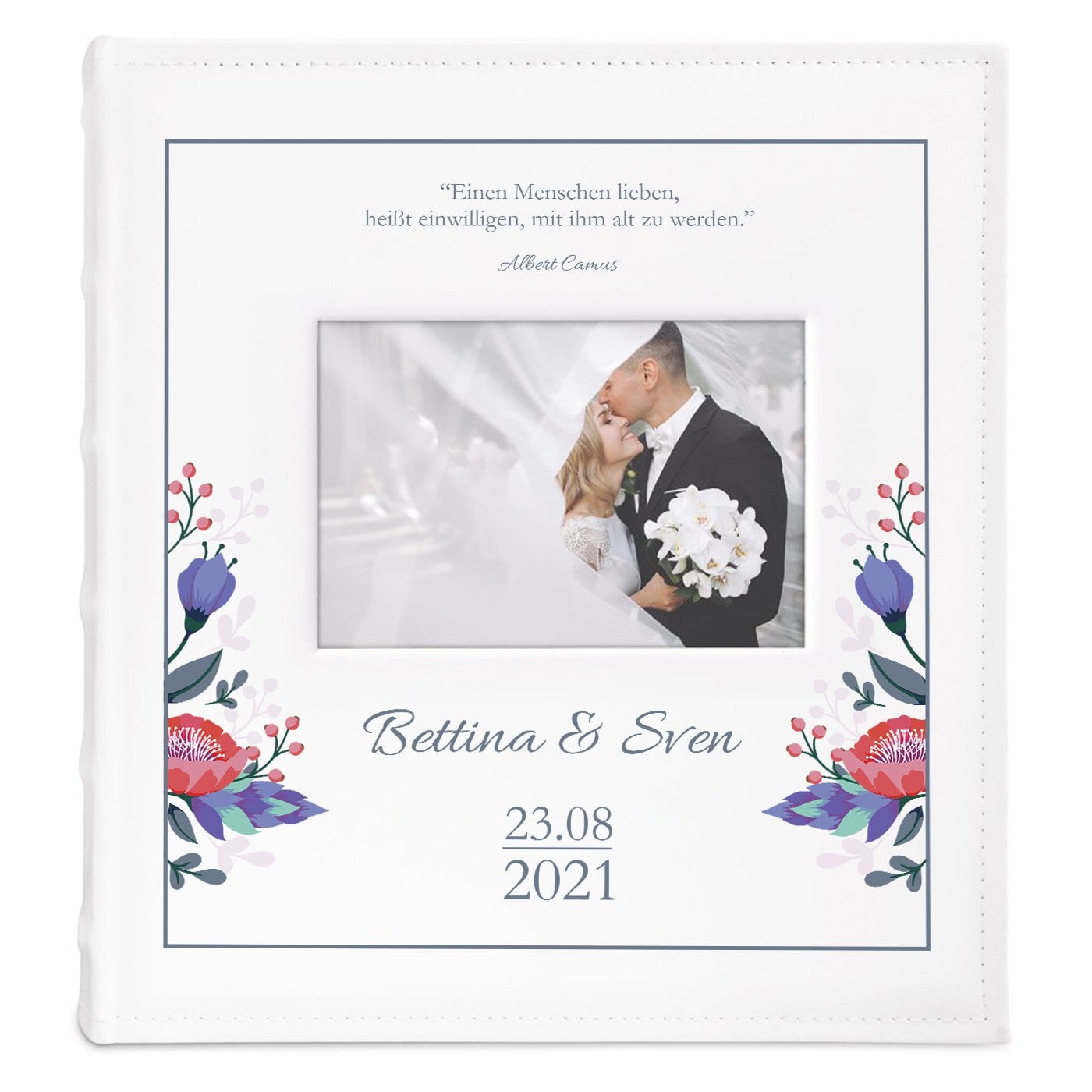 Fotoalbum mit Sichtfenster mit Aufdruck zum Einkleben für ein Paar zur Hochzeit