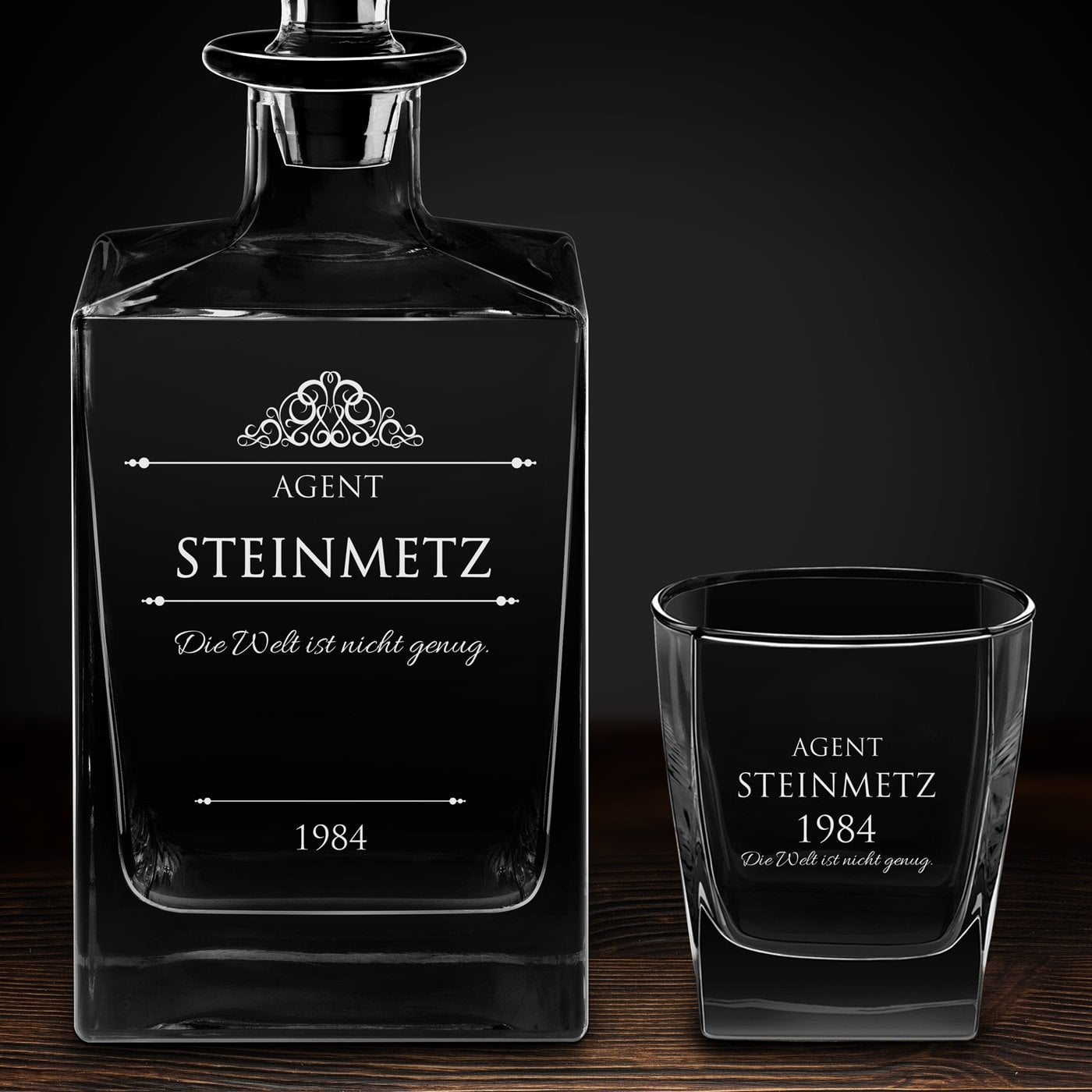 Cube Whisky Karaffe mit 4 Gläsern und Gravur für ihn zum Geburtstag