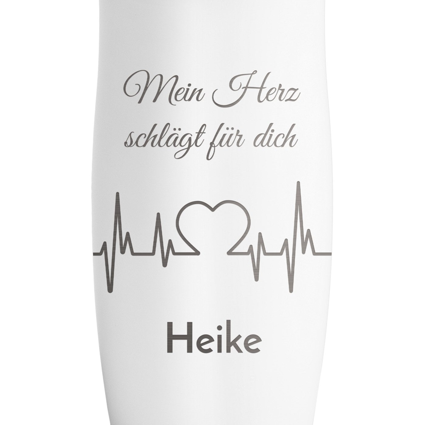 Luftdichter Thermobecher mit Gravur Weiß für sie zum Valentinstag
