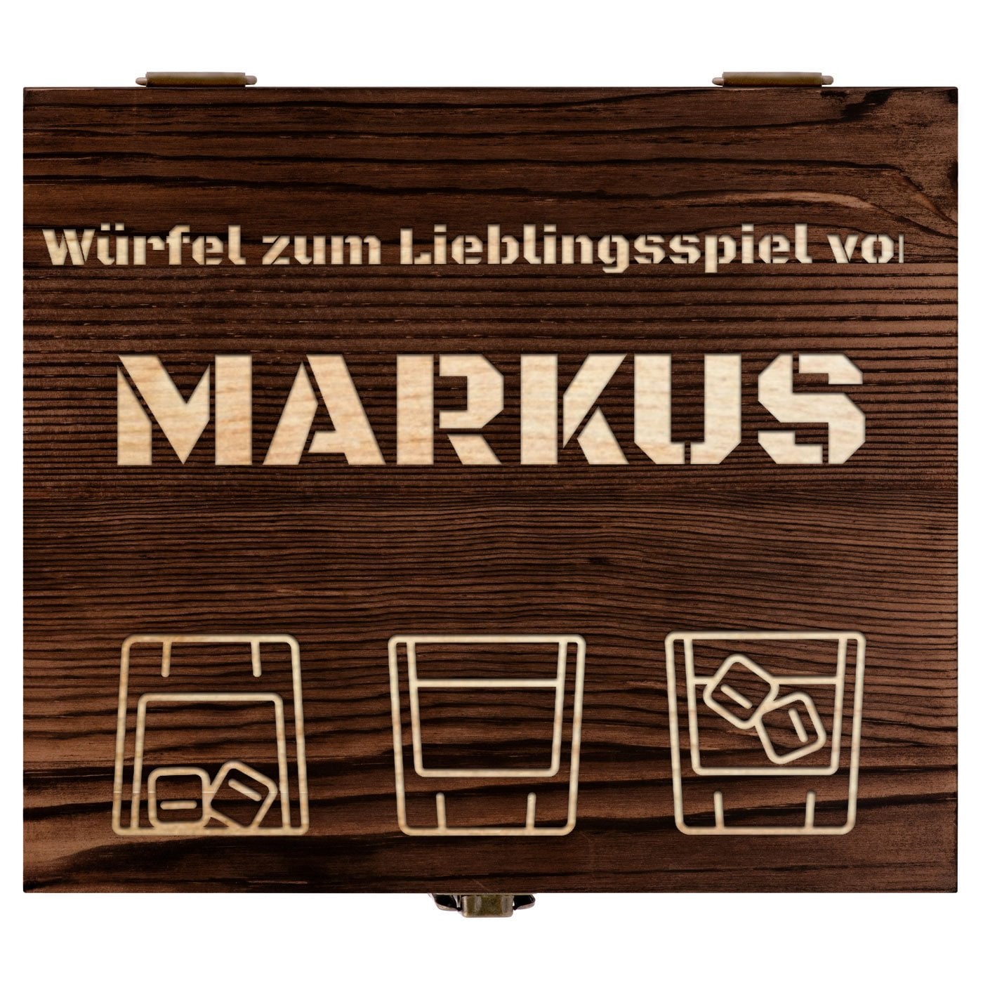 Whisky Steine Set mit 2 Gläsern in Holzbox mit Gravur für einen Spieler