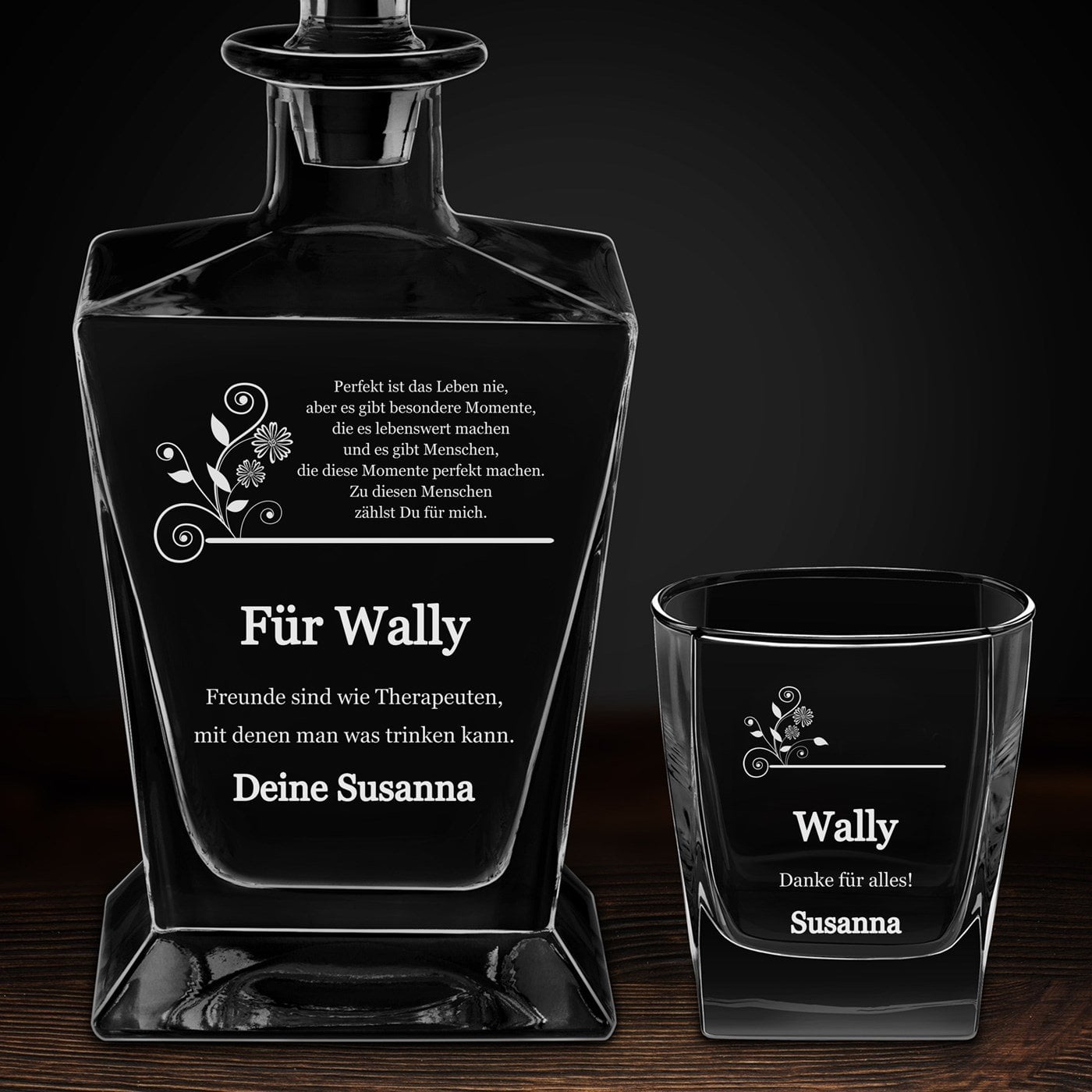 Pyramid Whisky Karaffe mit 6 Gläsern und Gravur für ihn