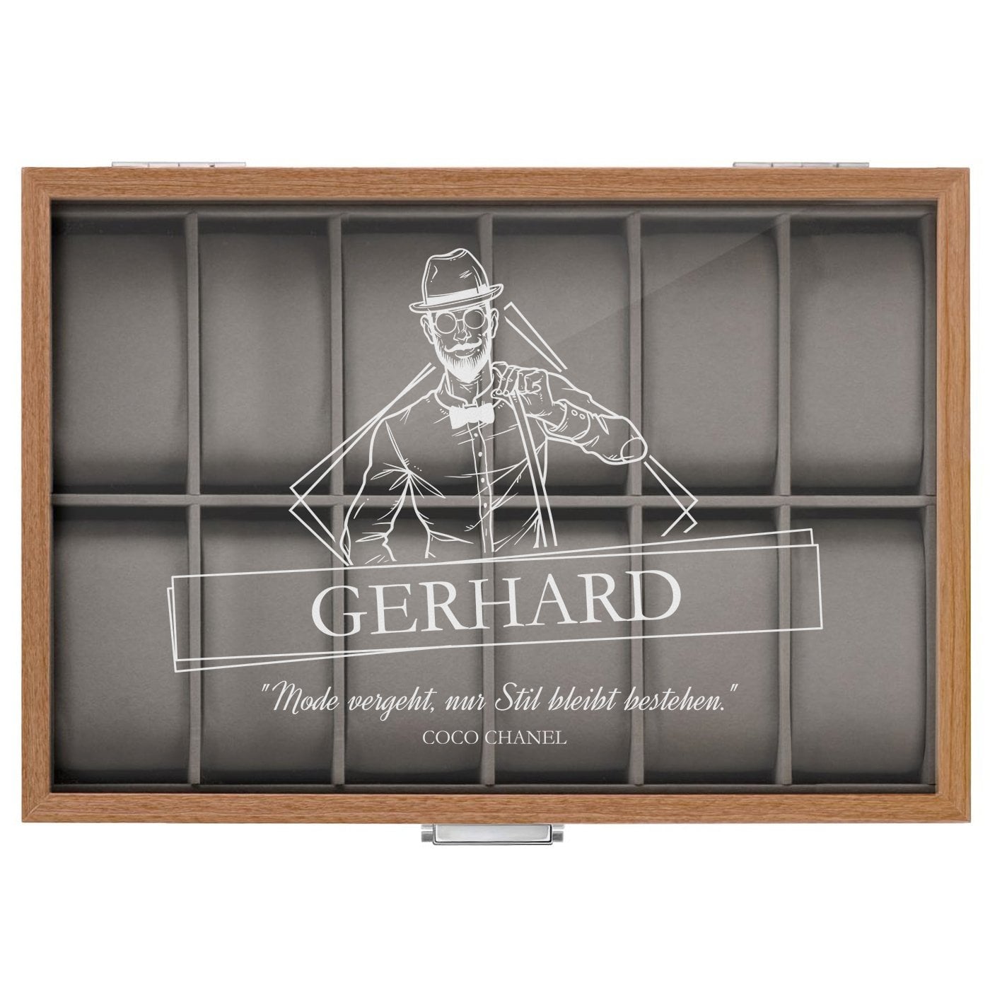 Uhrenbox aus Holz mit Gravur für einen Gentleman