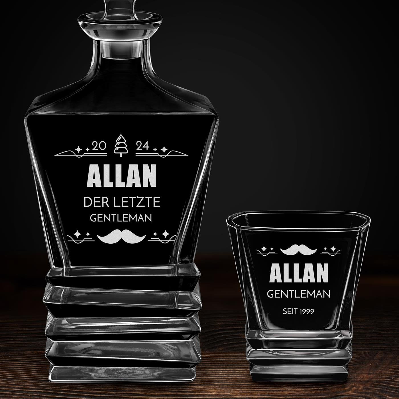 Geometric Whisky Karaffe mit 2 Gläsern und Gravur für einen Gentleman zu Weihnachten
