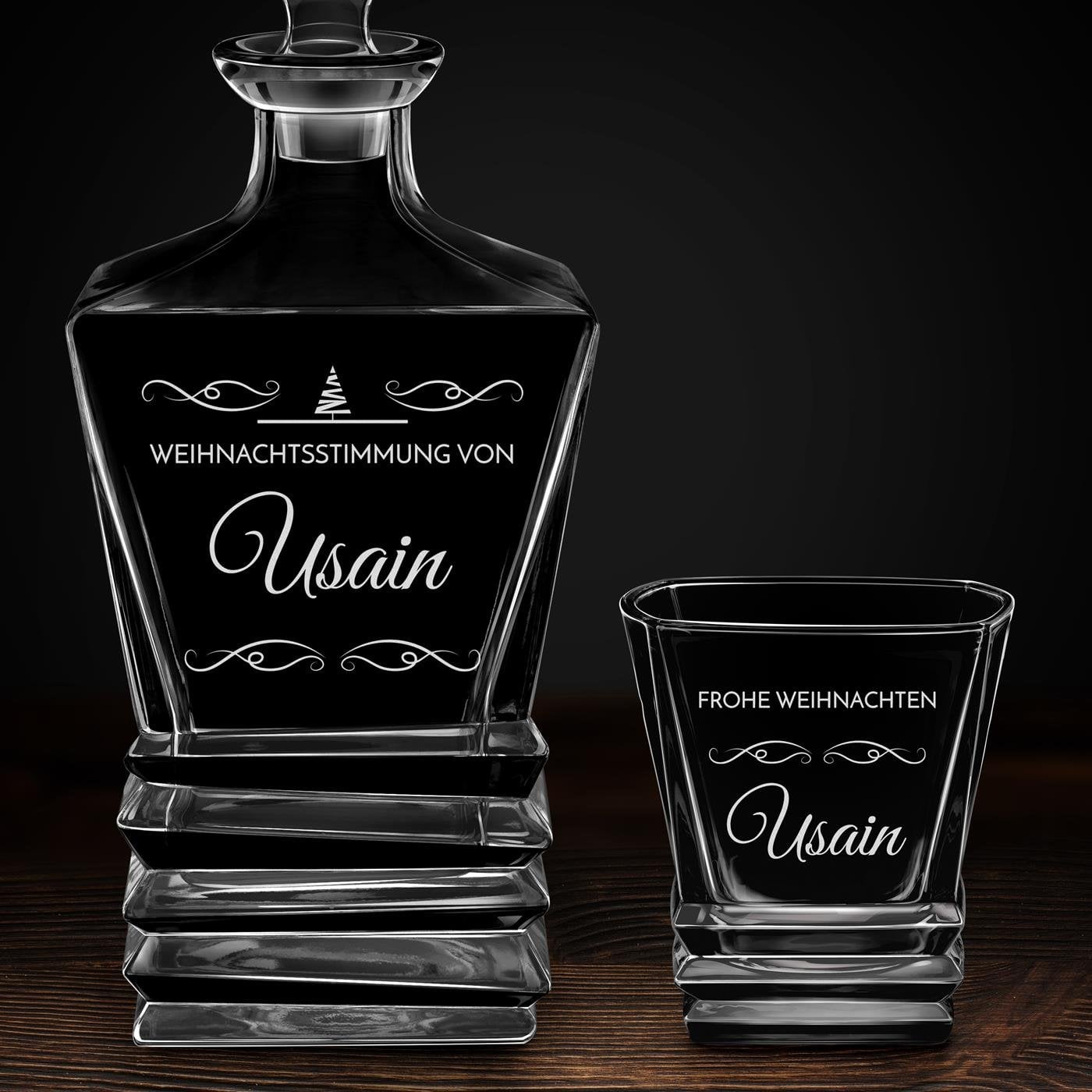 Geometric Whisky Karaffe mit 2 Gläsern und Gravur für ihn zu Weihnachten
