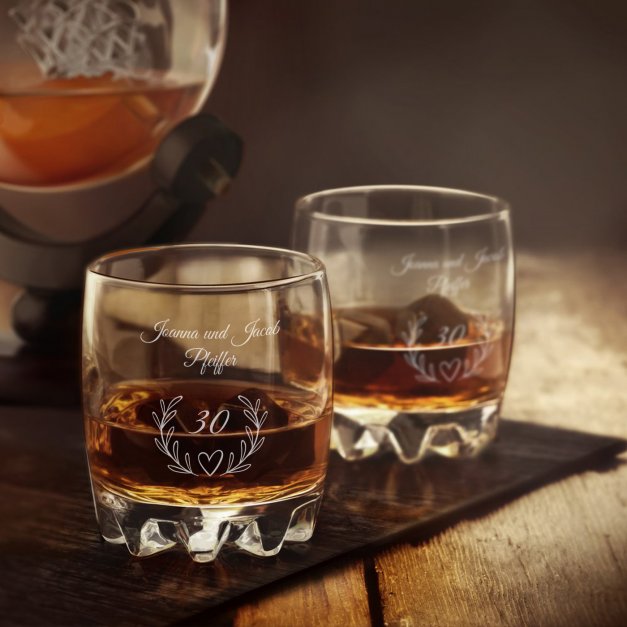 Whisky Karaffe in Globusform mit Schiff mit 6 Gläsern zum 30. Hochzeitstag