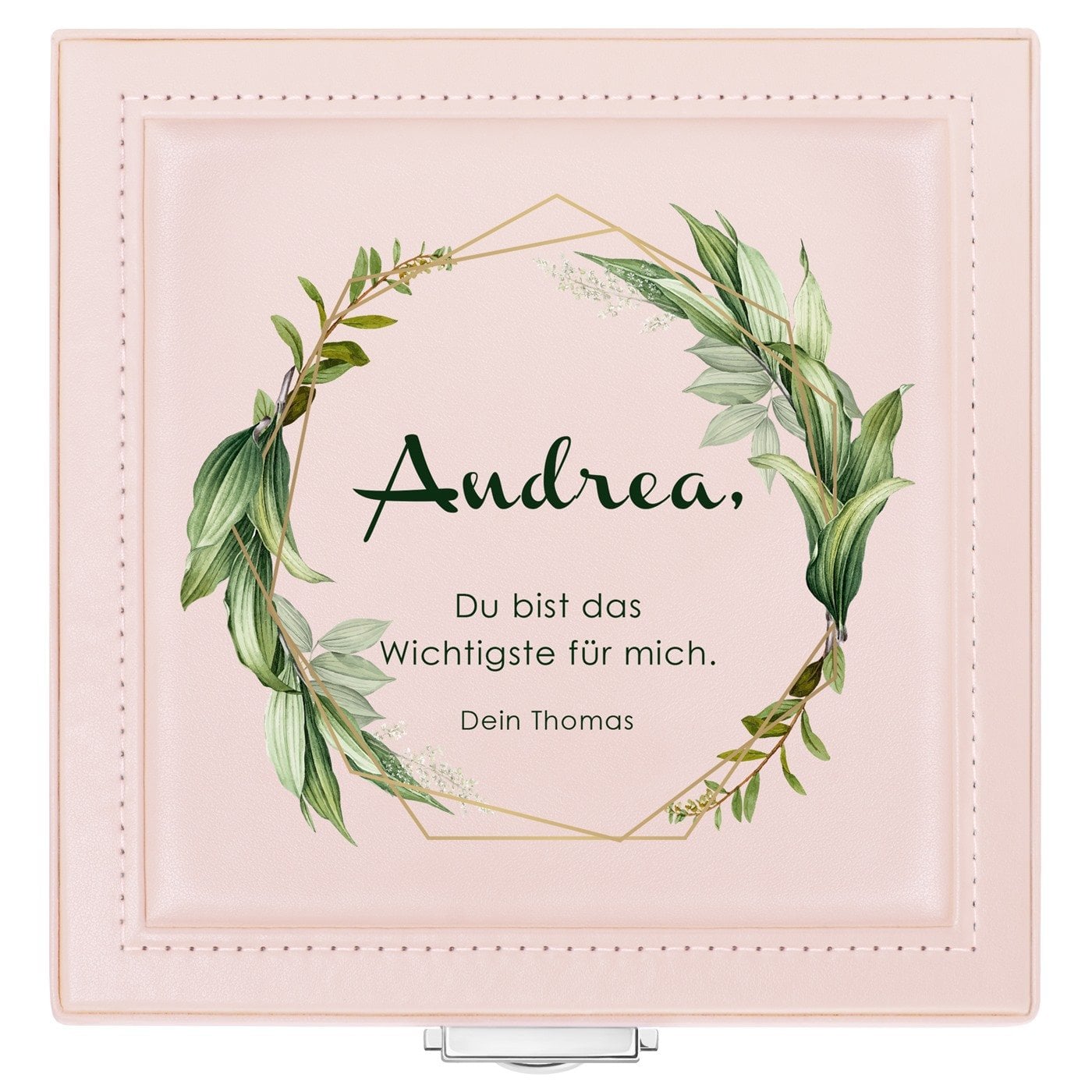 Puderrosa Schmuckkästchen mit Aufdruck für Ihre Ehefrau zum Geburtstag