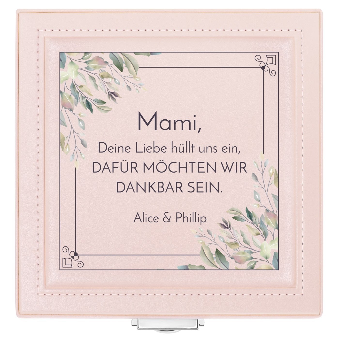 Puderrosa Schmuckkästchen mit Aufdruck für Ihre Mutter