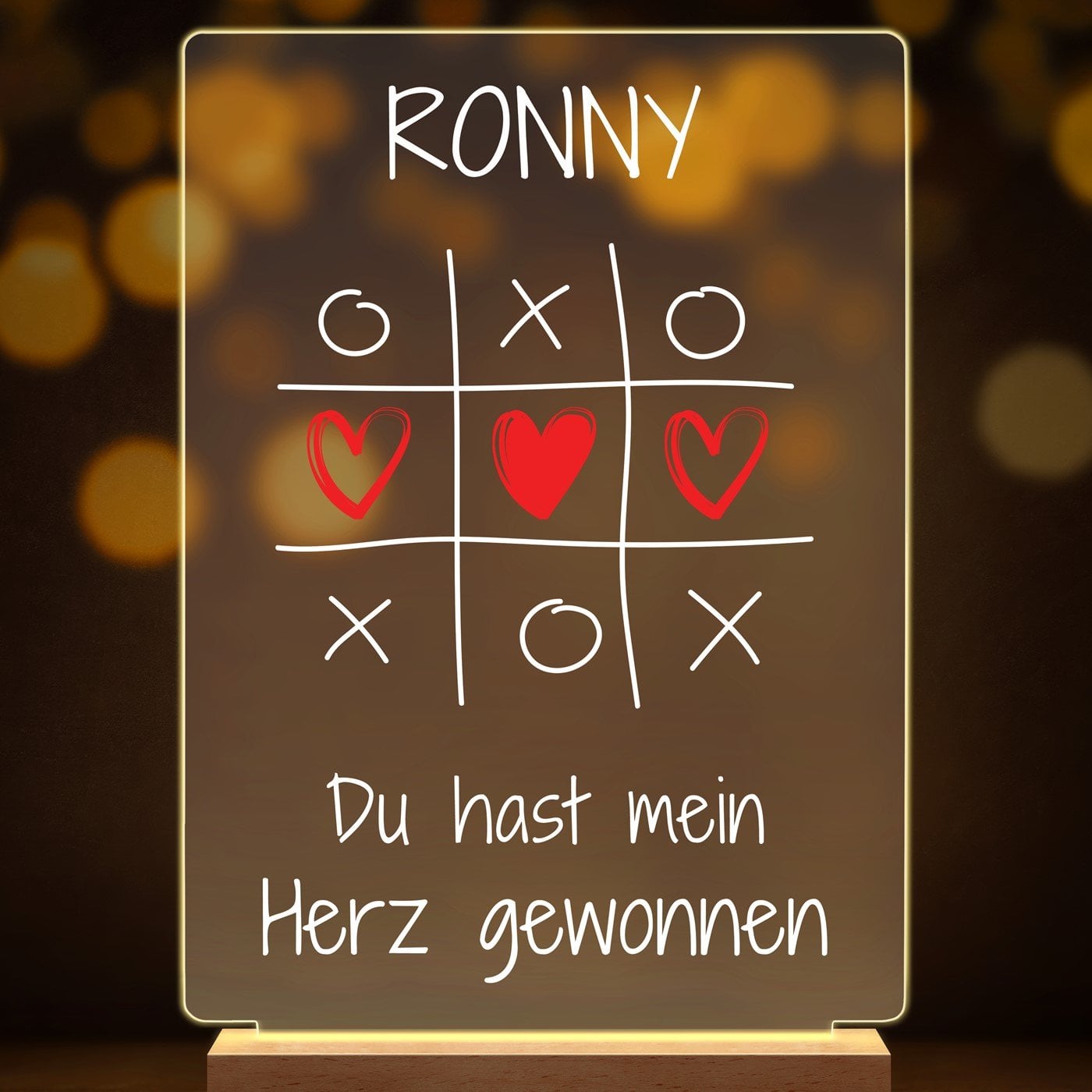 Beleuchteter LED-Rahmen mit eigenen Fotos und Holzständer Größe XL für Ihren Freund Verlobten Ehemann zum Valentinstag, Jahresta