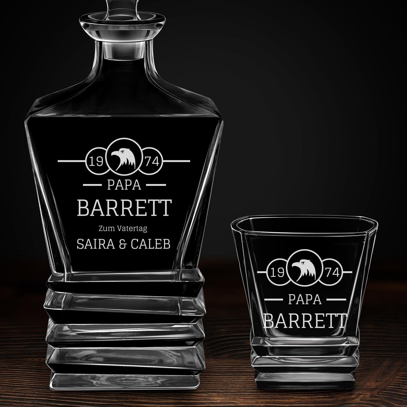 Geometric Whisky Karaffe mit 6 Gläsern und Gravur für Ihren Papa zum Vatertag