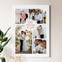 Wandbildcollage mit Aufdruck von eigenen Fotos für ein Paar zur Hochzeit zur Einweihungsparty