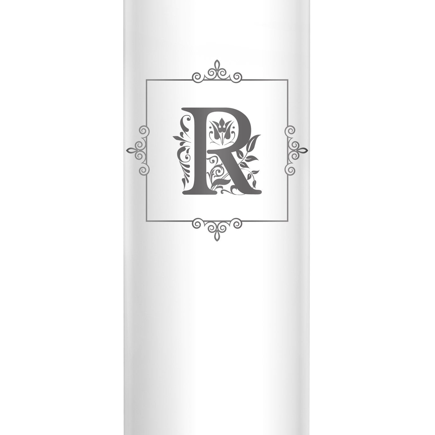 Weiße auslaufsichere Thermosflasche mit Gravur 400 ml und eingravierter Initiale