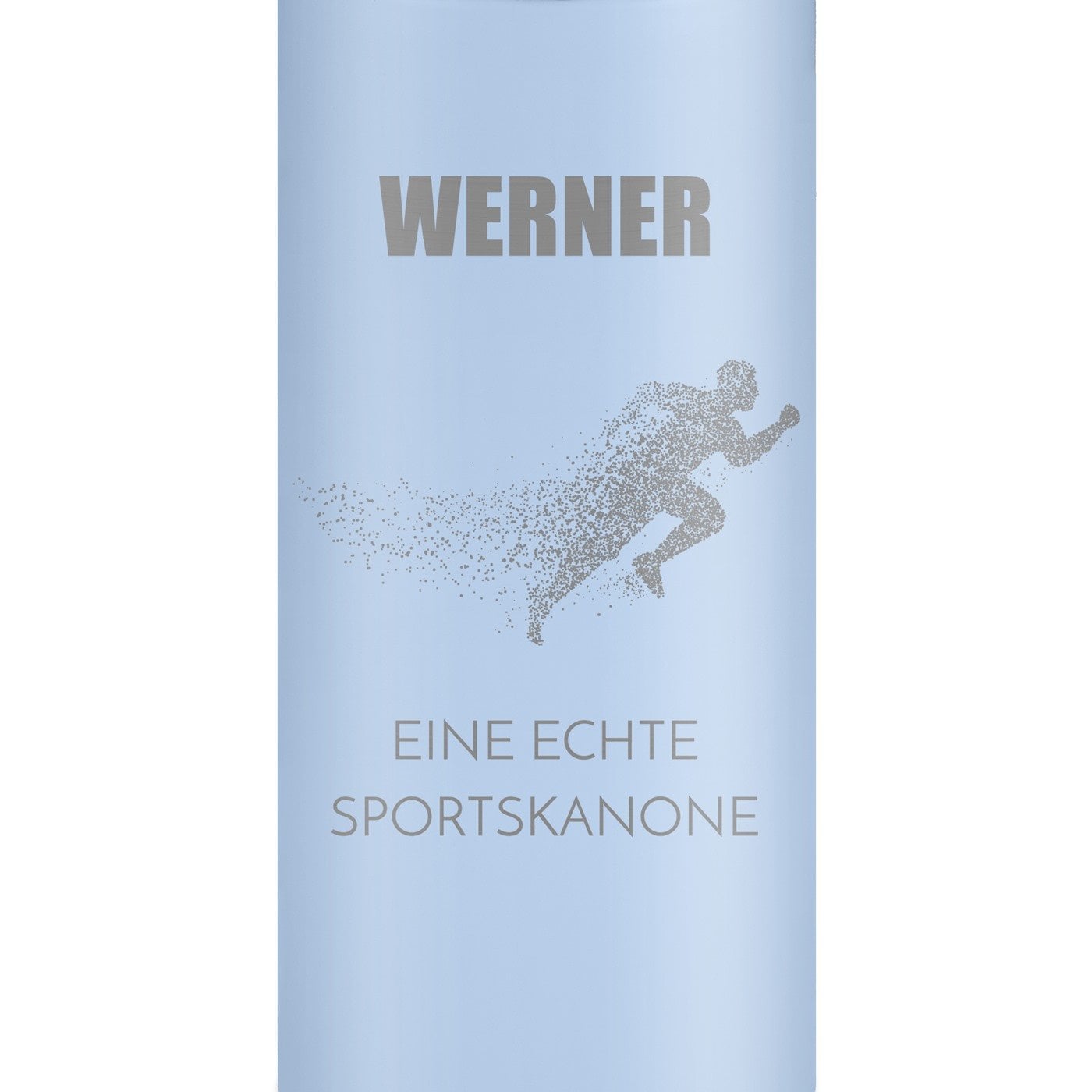 Blauer Reisebecher mit Gravur und LED-Touch-Anzeige für Ihren Liebsten. Jogger, Sportler