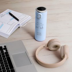 Blauer Reisebecher mit Gravur und LED-Touch-Anzeige für Ihren Freund, Verlobten, Ehemann