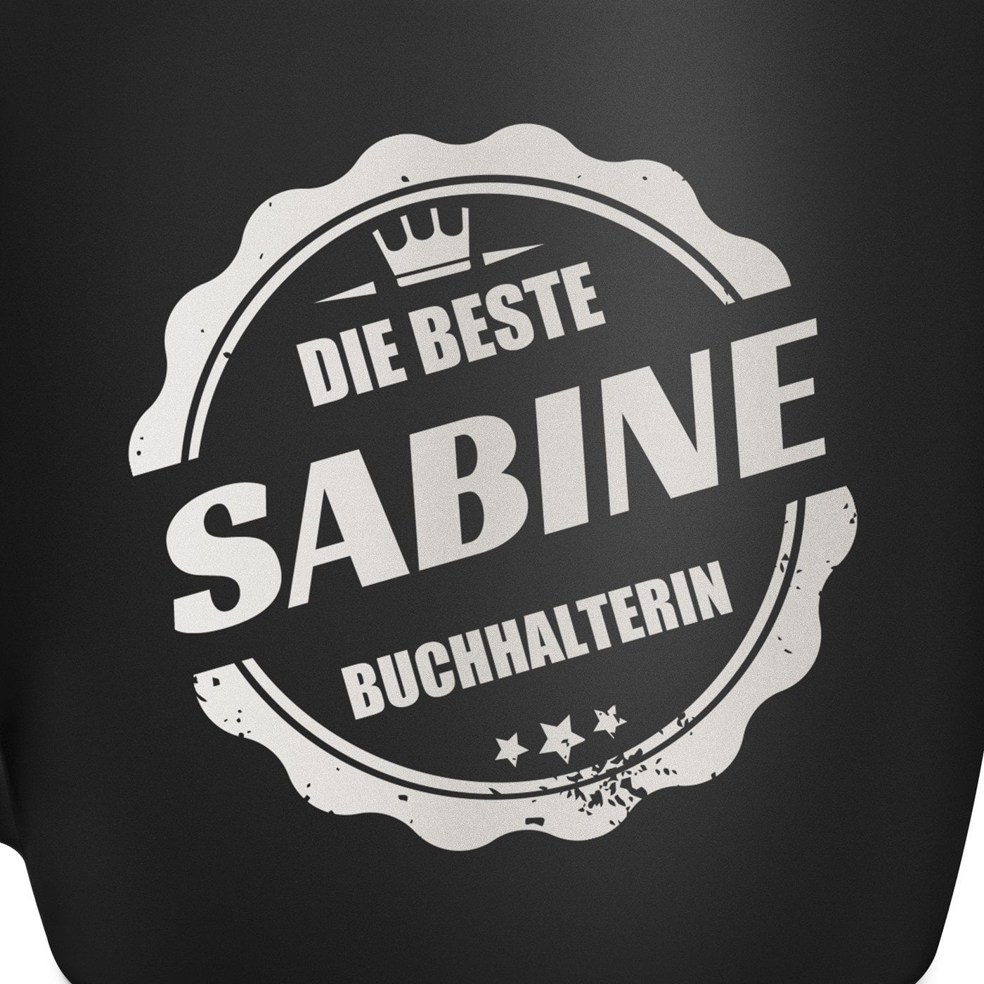 Keramikbecher mit Gravur Schwarz/Matt für die Buchhalterin zum Geburtstag zur Beförderung