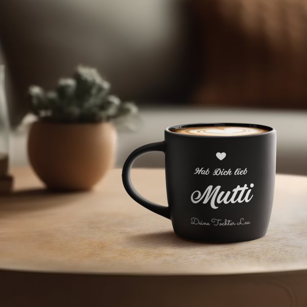 Keramikbecher mit Gravur Schwarz/Matt für Ihre Mutter zum Jubiläum