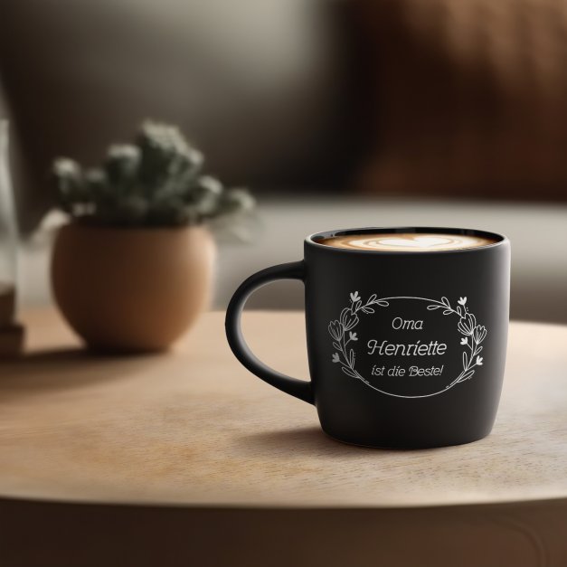 Keramikbecher mit Gravur Schwarz/Matt für Ihre Großmutter zum Ehrentag