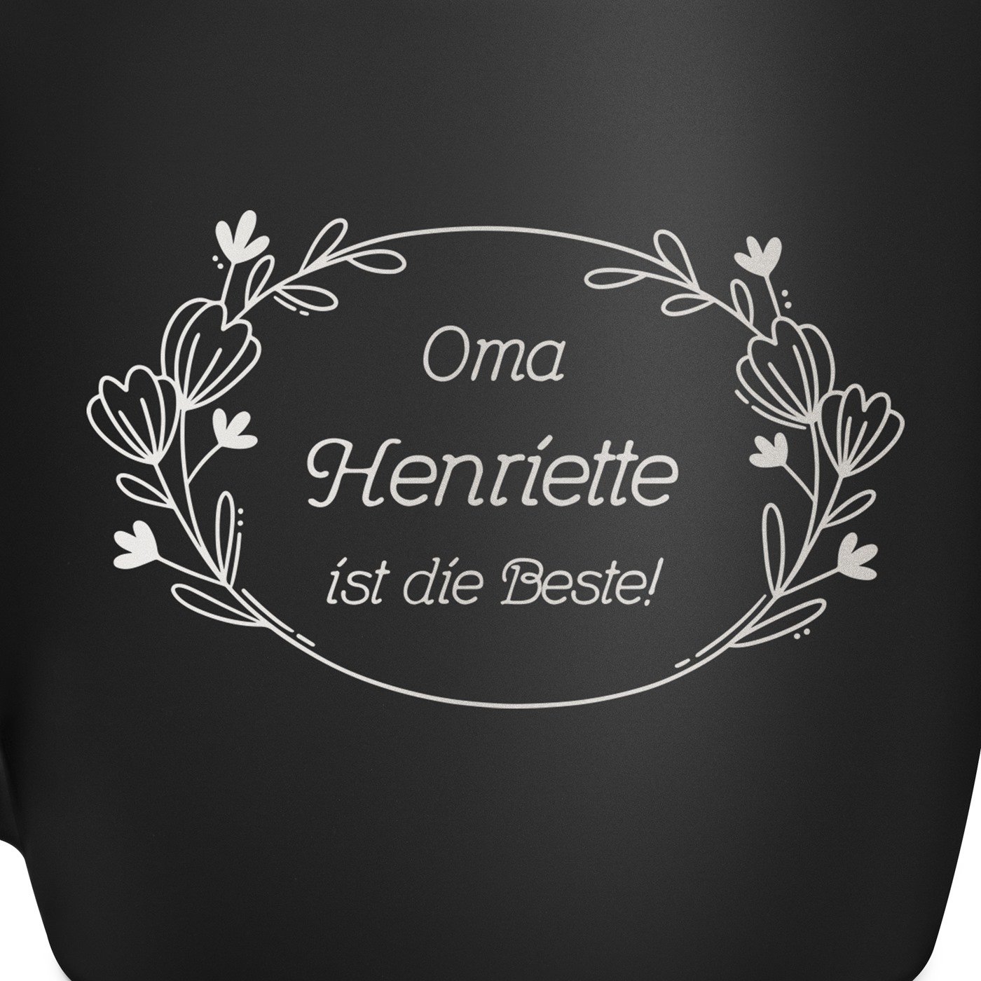 Keramikbecher mit Gravur Schwarz/Matt für Ihre Großmutter zum Ehrentag