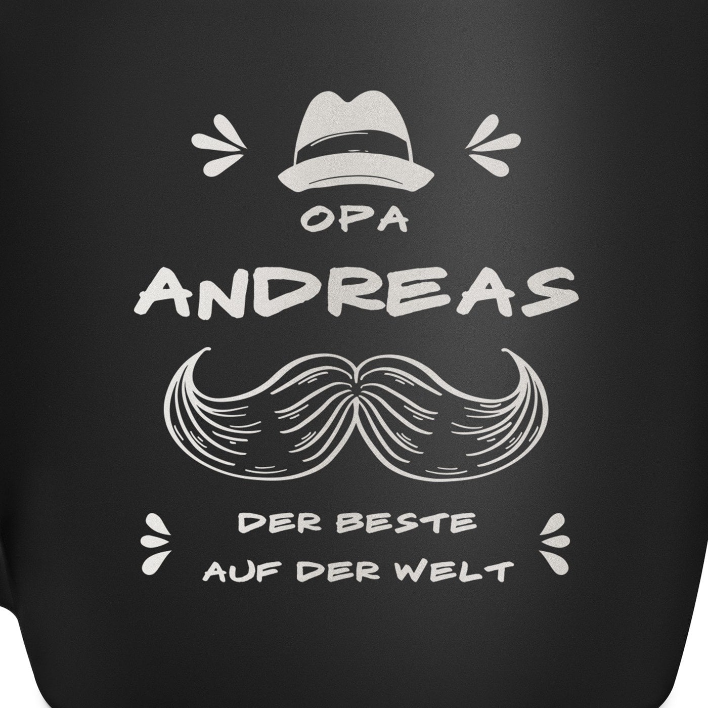 Keramikbecher mit Gravur Schwarz/Matt für Ihren Großvater zum Ehrentag