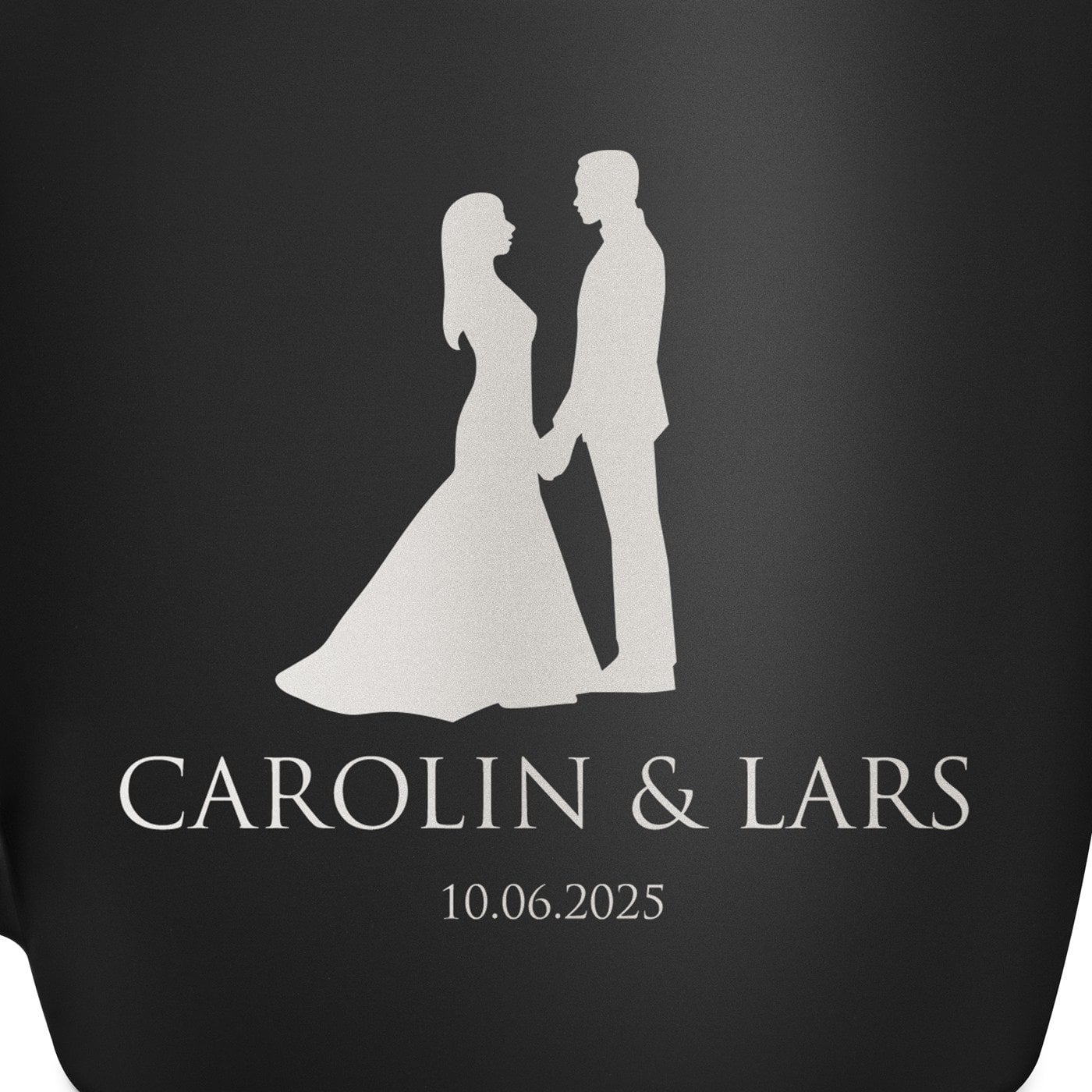 Keramikbecher mit Gravur Schwarz/Matt für ein Brautpaar für eine Ehefrau einen Ehemann zur Hochzeit zum Hochzeitstag