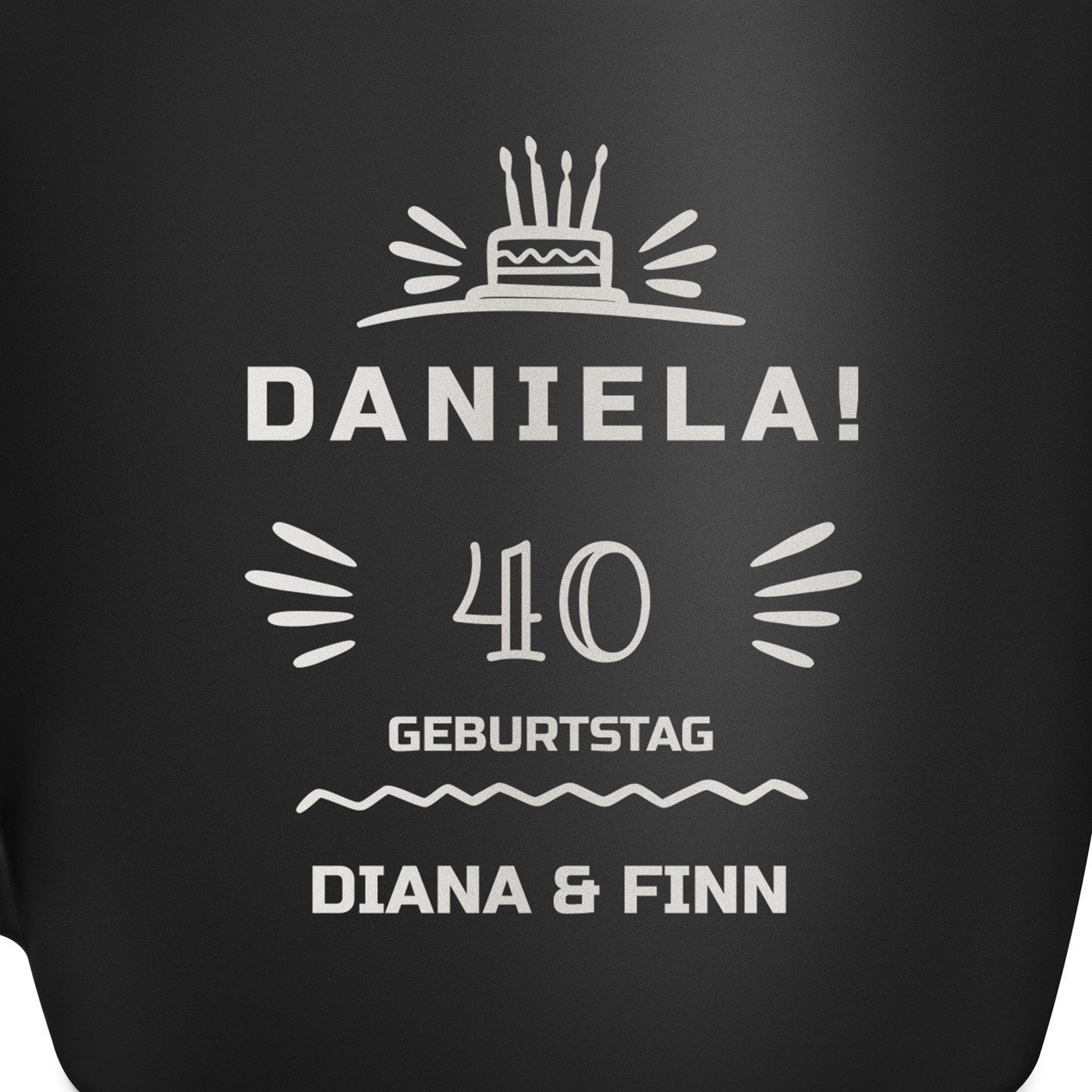 Keramikbecher mit Gravur Schwarz/Matt für sie zum 40. Geburtstag