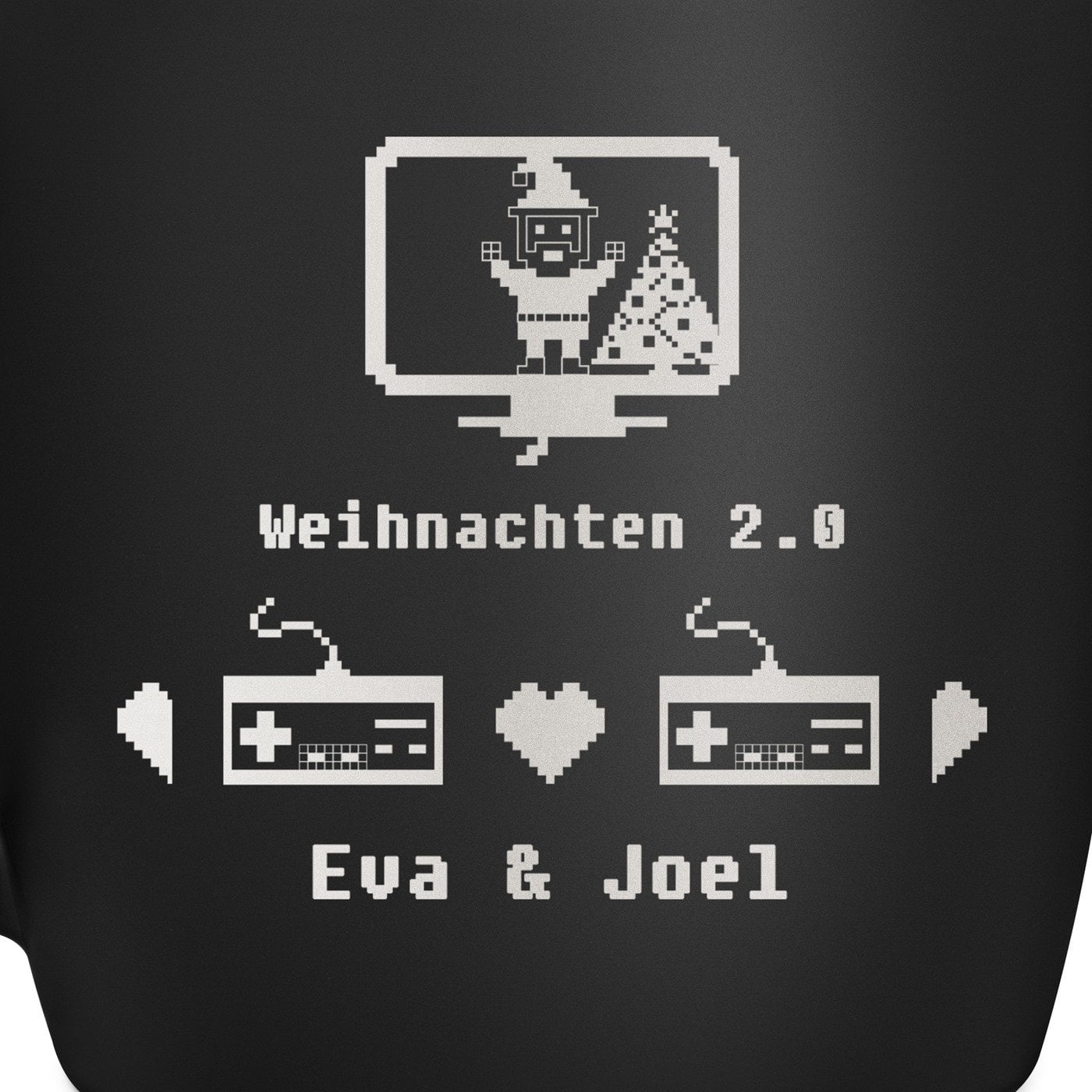 Keramikbecher mit Gravur Schwarz/Matt für ein Gamerpaar zu Weihnachten