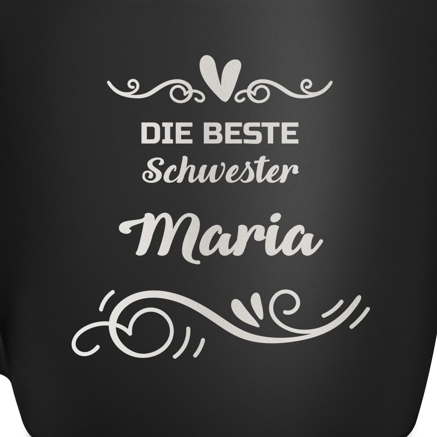 Keramikbecher mit Gravur Schwarz/Matt für Ihre Schwester