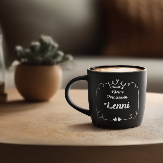 Keramikbecher mit Gravur Schwarz/Matt für ein Mädchen zum Geburtstag