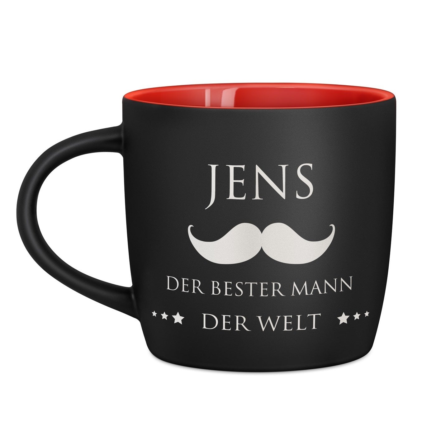 Keramikbecher mit Gravur Schwarz/Matt und Rot für Ihren Freund zum Ehrentag