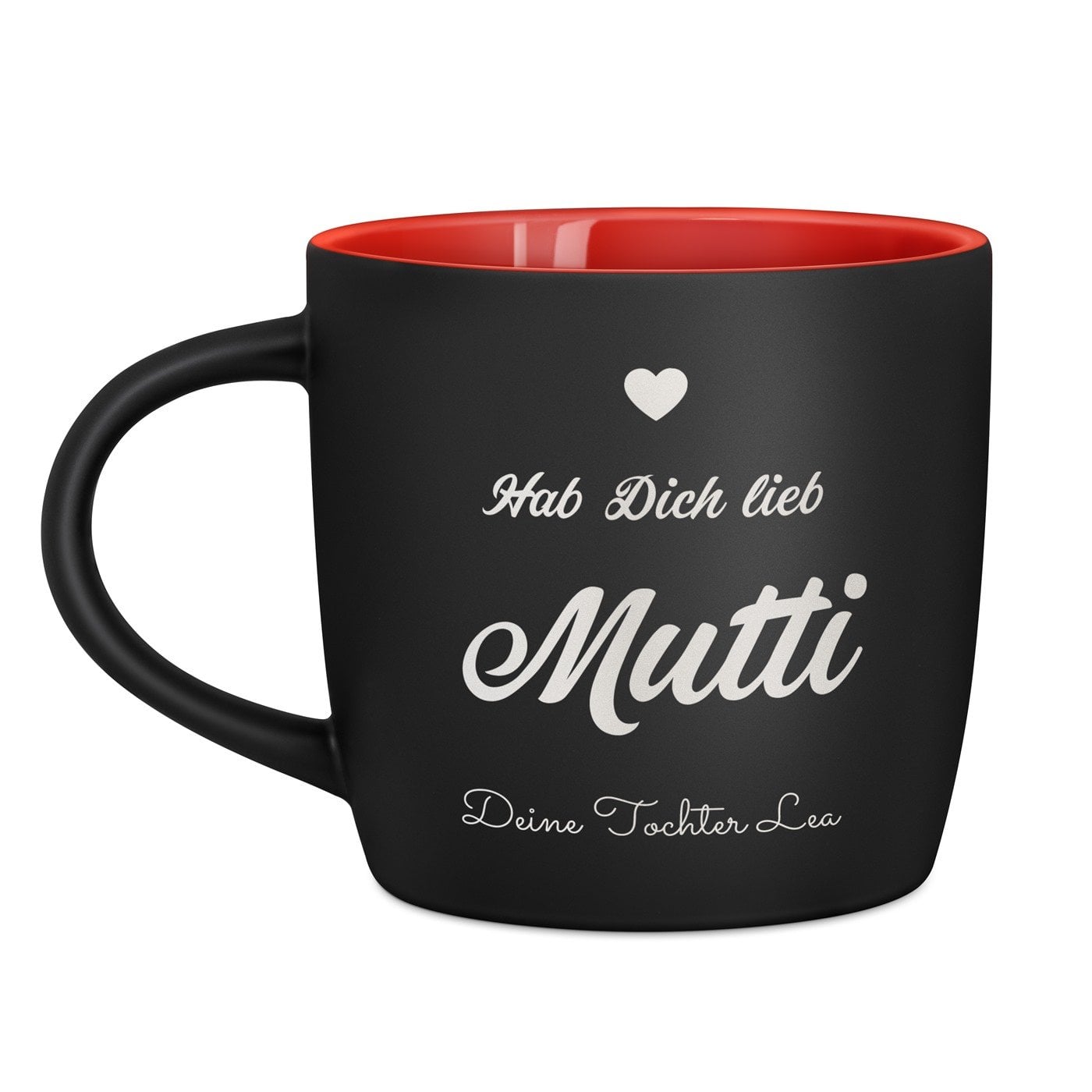 Keramikbecher mit Gravur Schwarz/Matt und Rot für Ihre Mutter zum Jubiläum