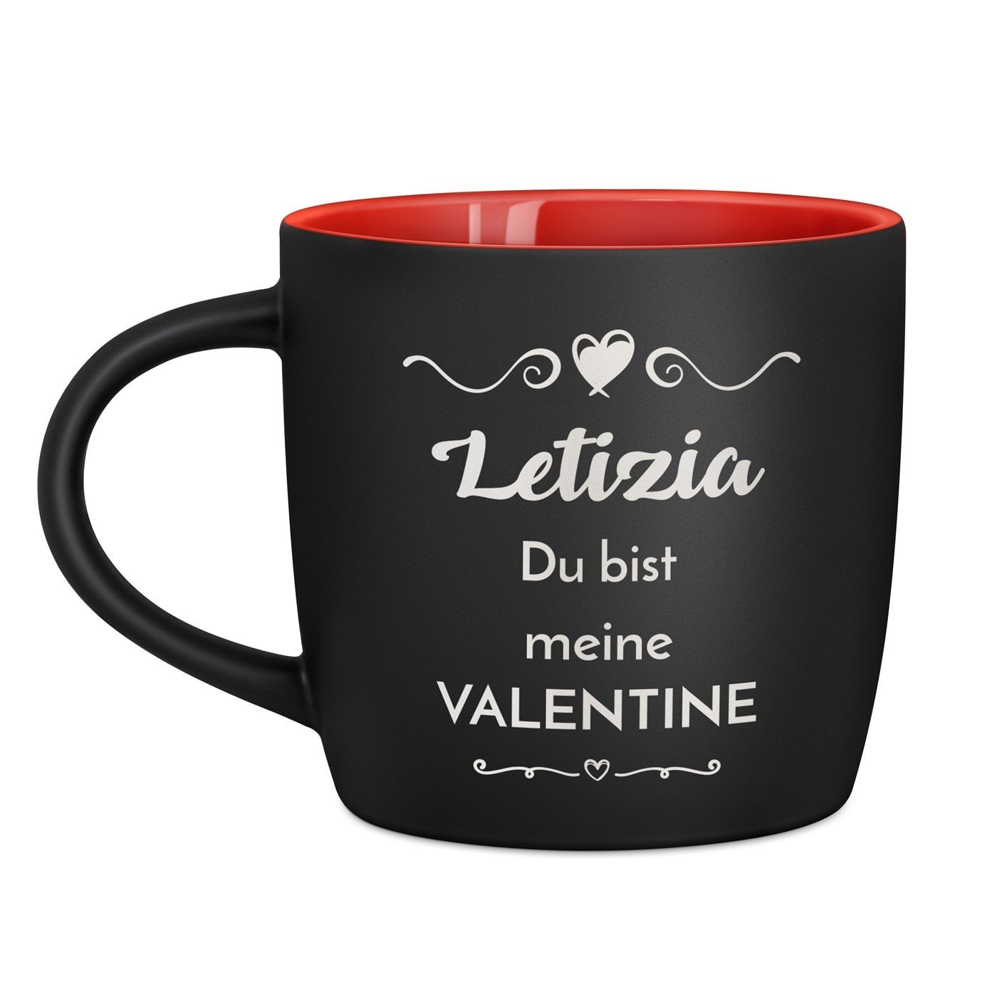 Keramikbecher mit Gravur Schwarz/Matt und Rot für Ihre Freundin Ehefrau zum Valentinstag