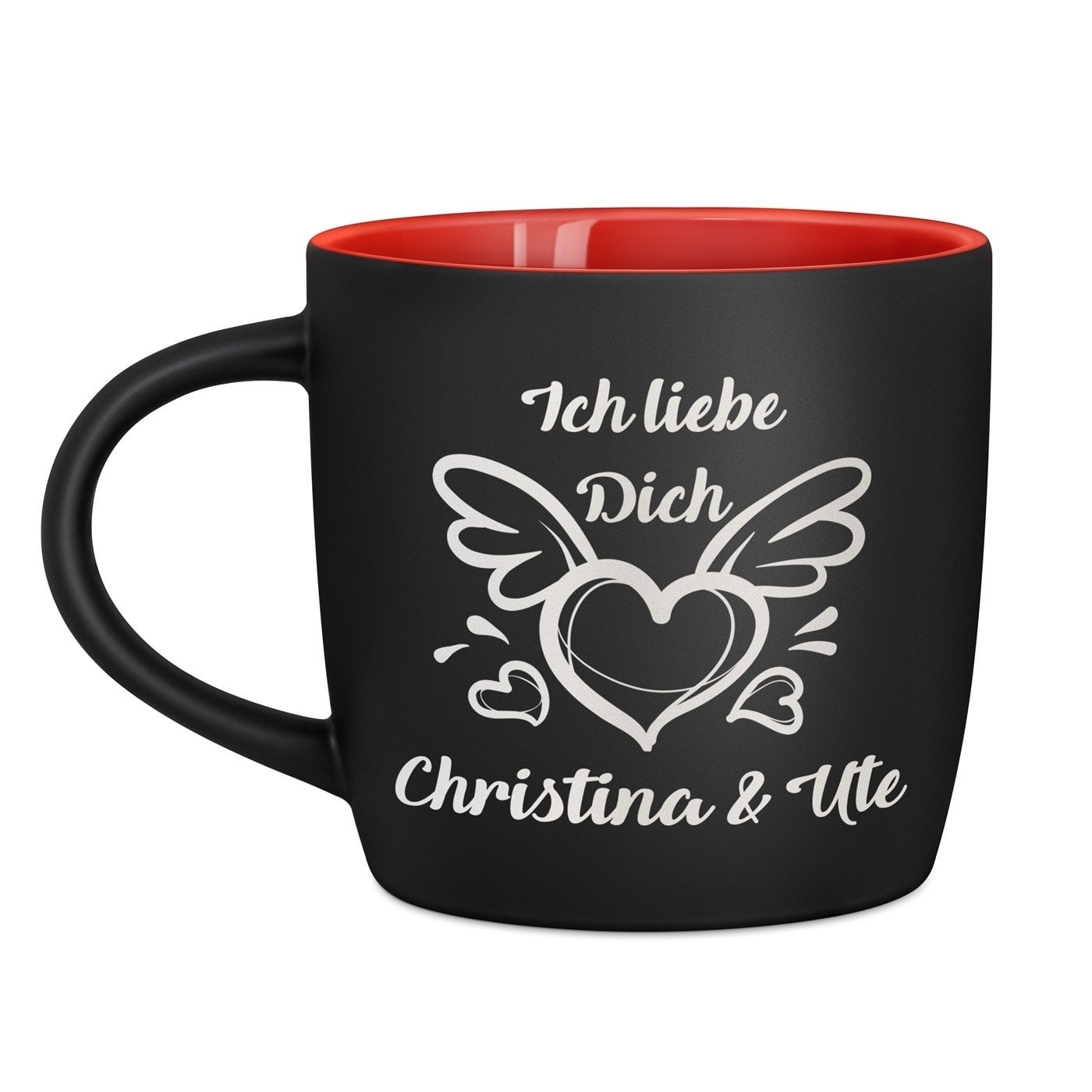 Keramikbecher mit Gravur Schwarz/Matt und Rot für ein Paar Ihren Freund Ehemann Ihre Freundin Ehefrau zum Valentinstag