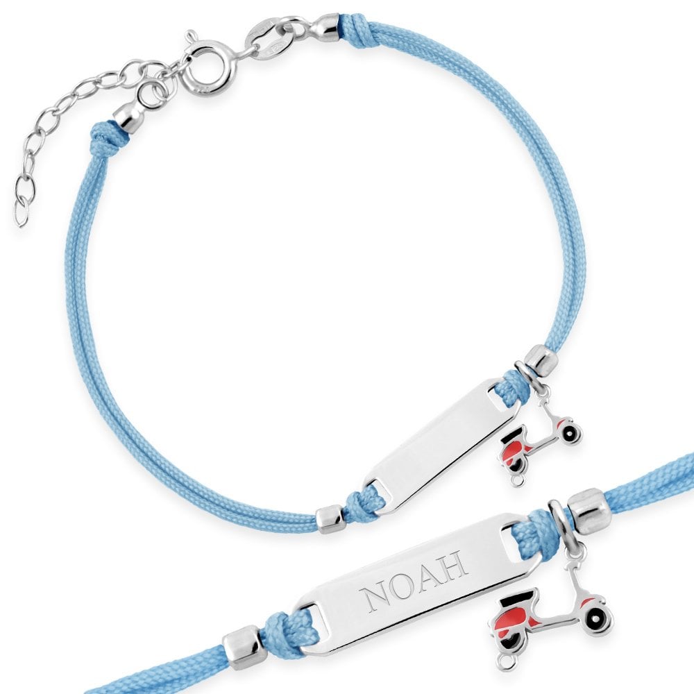 ID Kinderarmband mit Namen und Rolleranhänger aus 925er Silber in exklusiver Geschenkbox mit Gravur