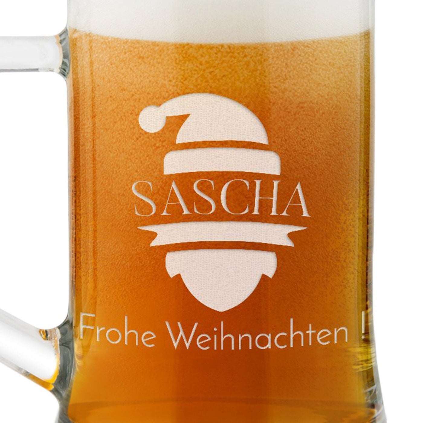 Bierkrug aus Glas mit Gravur für ihn zum Nikolaustag zum Weihnachtsfest