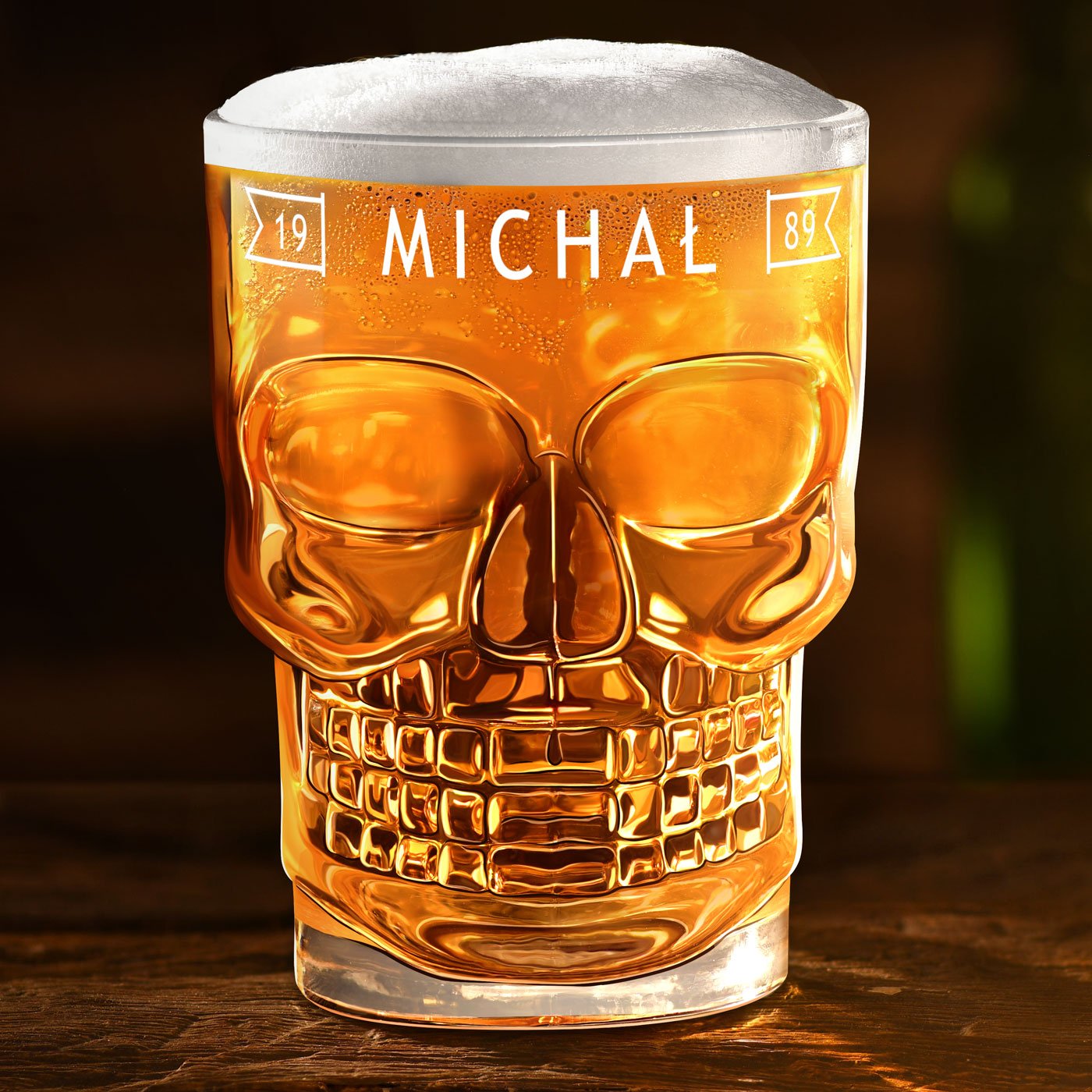 Totenkopf Bierglas mit Henkel für ihn zum Geburtstag Jubiläum