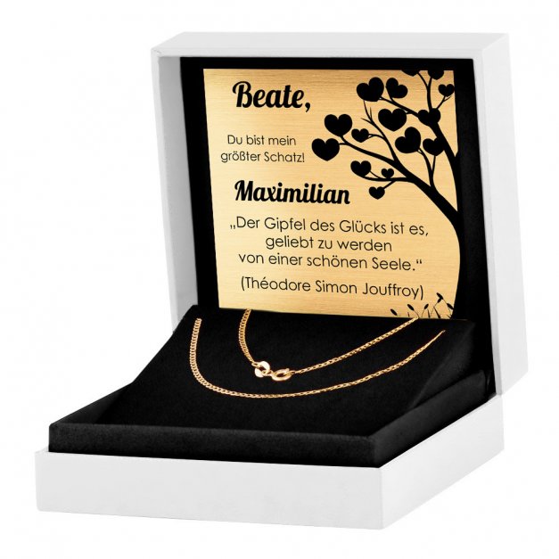 Panzerkette für Frauen oder Männer 1,5mm aus 585er Gold in exklusiver Geschenkbox mit Gravur