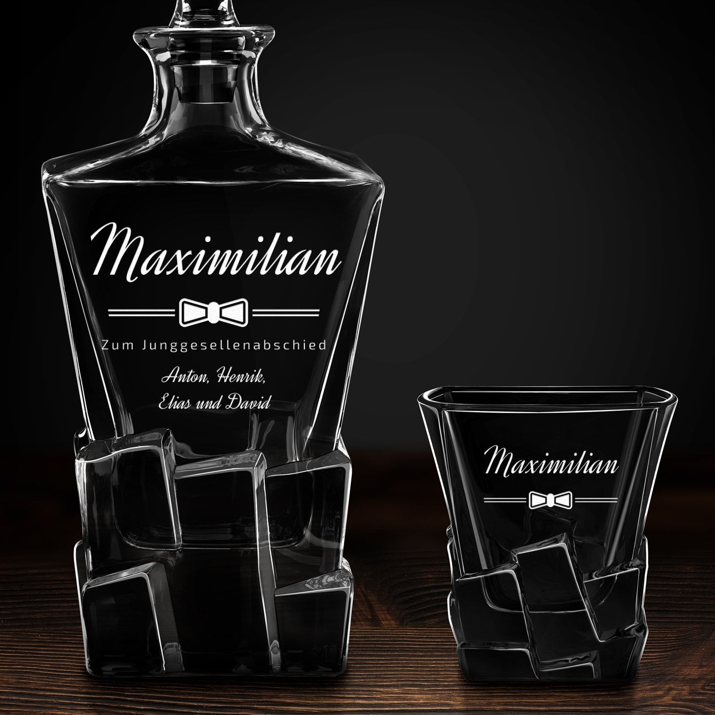 Ice Blink Karaffe mit 6 Gläsern und Gravur für einen Gentleman zum Junggesellenabschied