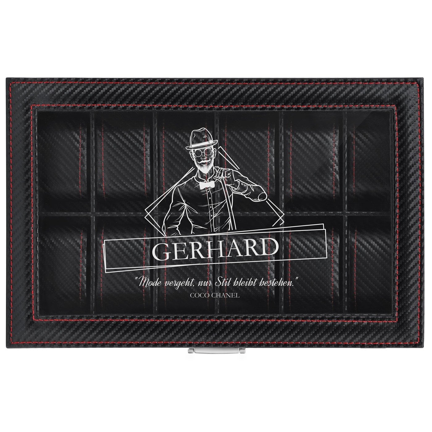 Schwarzer Uhrenkasten mit Gravur für sie zum Geburtstag Valentinstag als Dankeschön