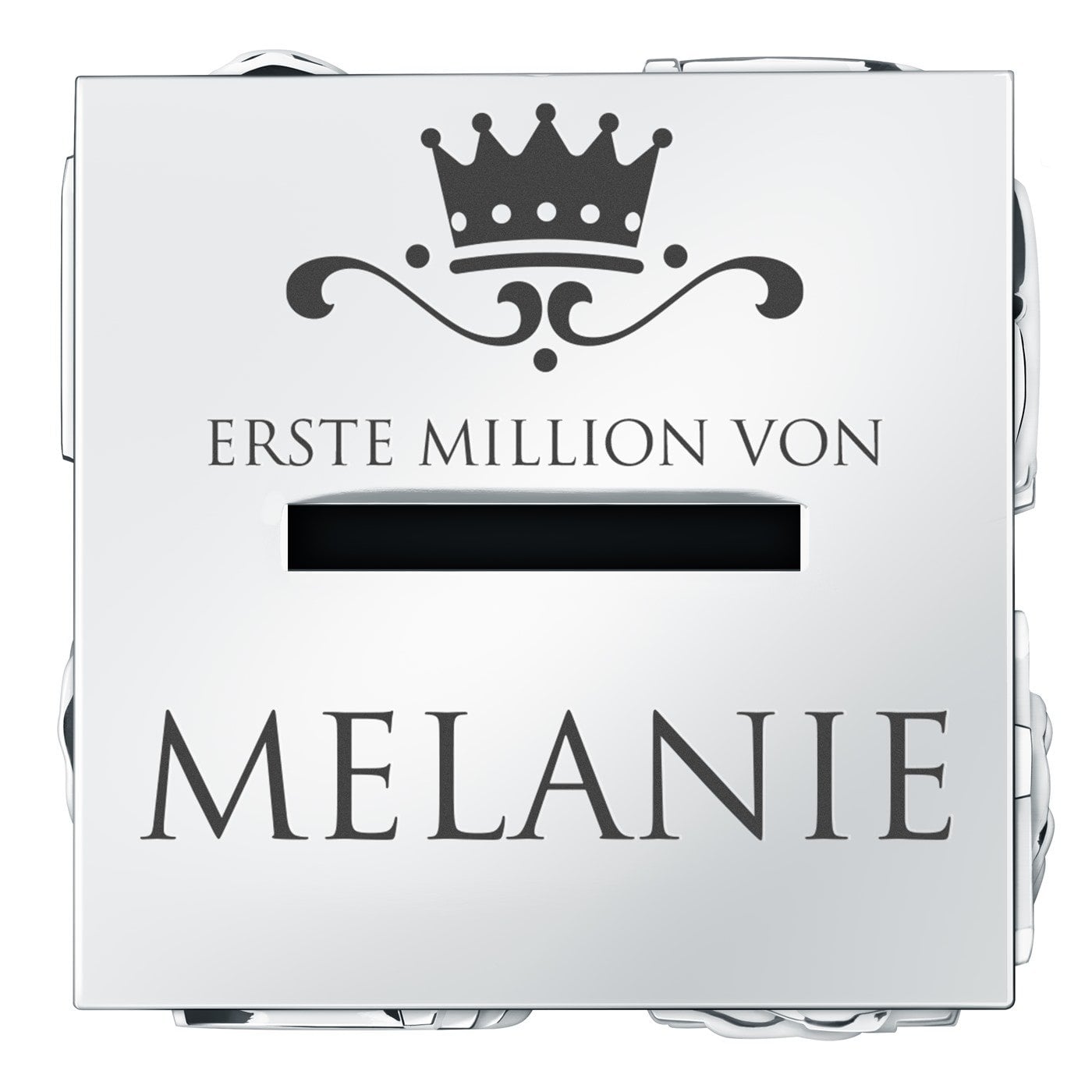 Spardose in Würfelform mit Gravur für ein Mädchen, eine Prinzessin