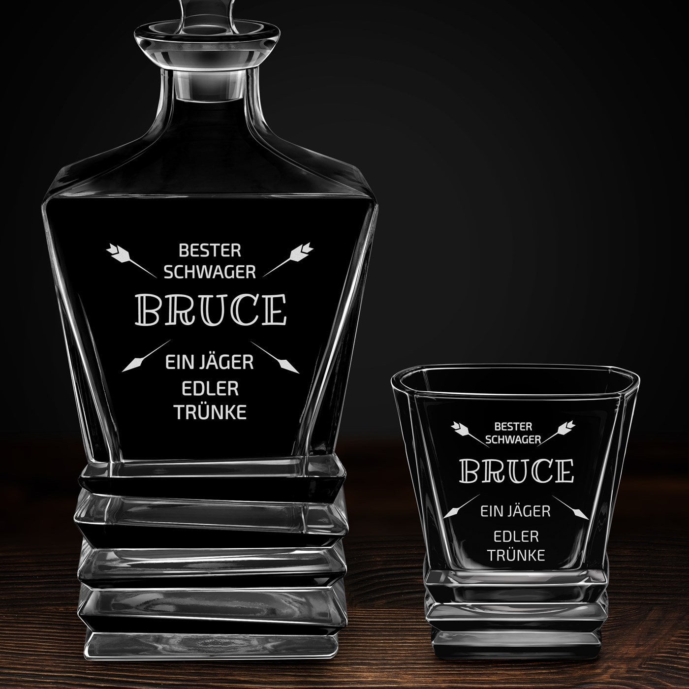 Geometric Whisky Karaffe mit 2 Gläsern und Gravur für Ihren Schwager Whiskygenießer