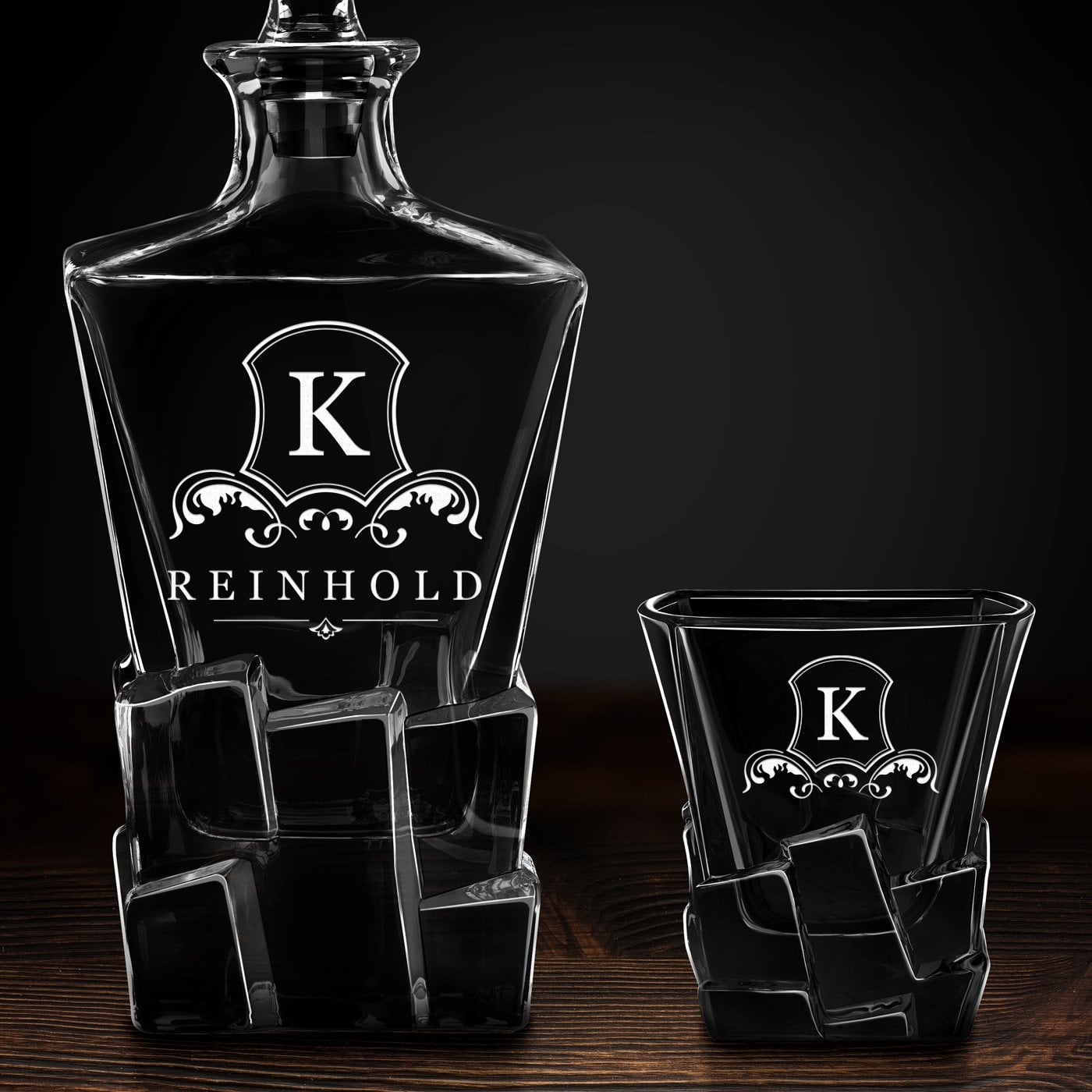 Ice Blink Karaffe mit 2 Gläsern und Gravur für einen Gentleman Whiskygenießer