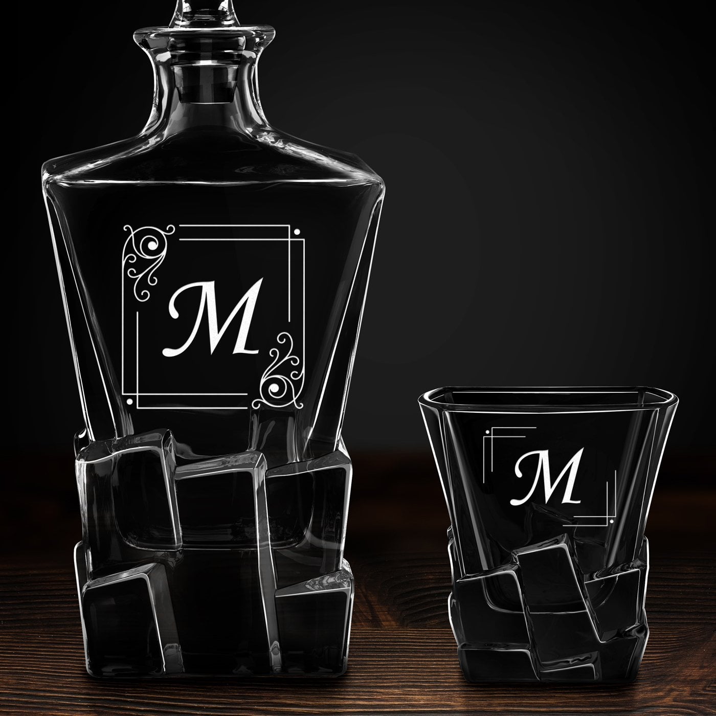 Ice Blink Whisky Karaffe mit 2 Gläsern und Gravur für ein Paar zum Hochzeitstag