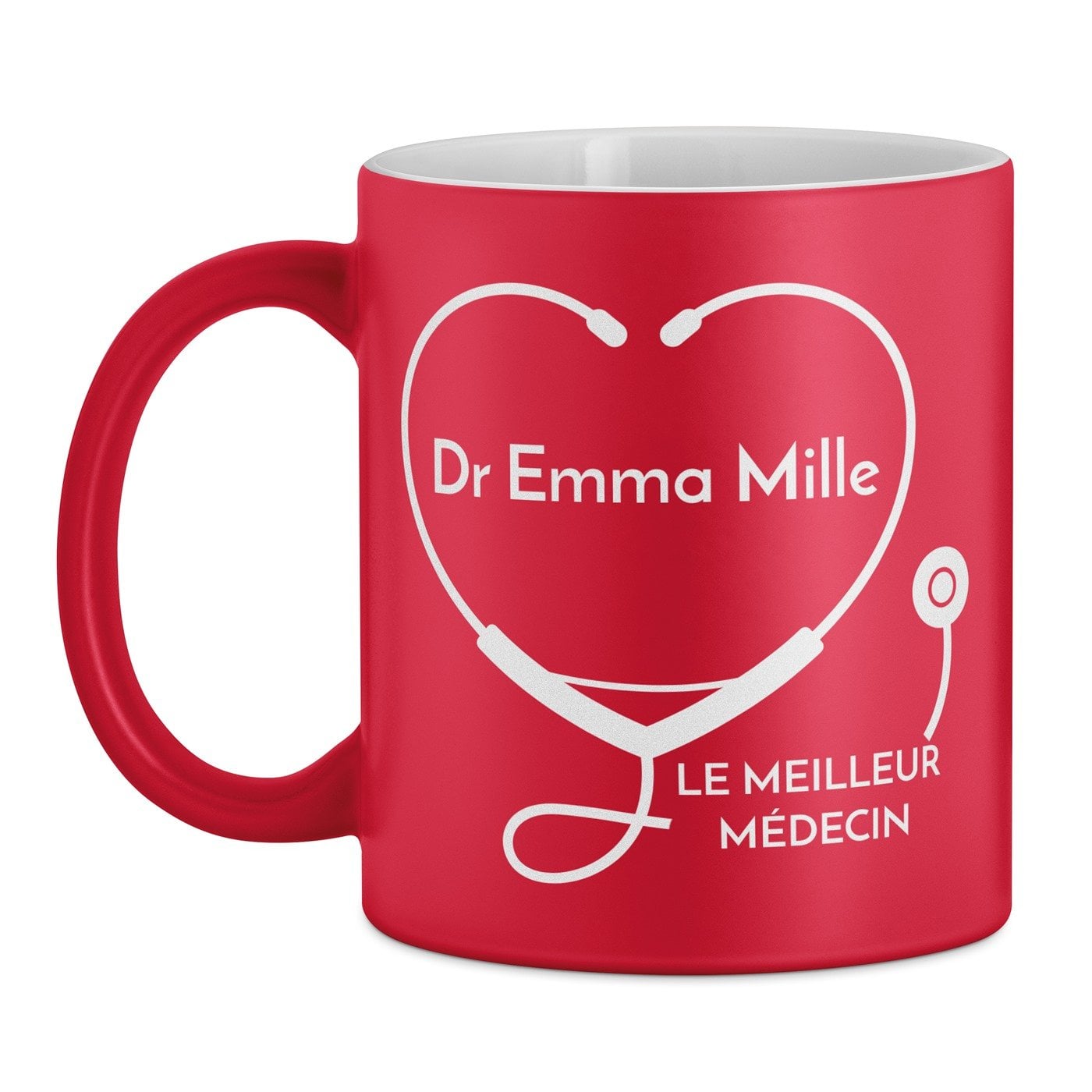 Keramikbecher mit Gravur Rot/Matt für eine Ärztin